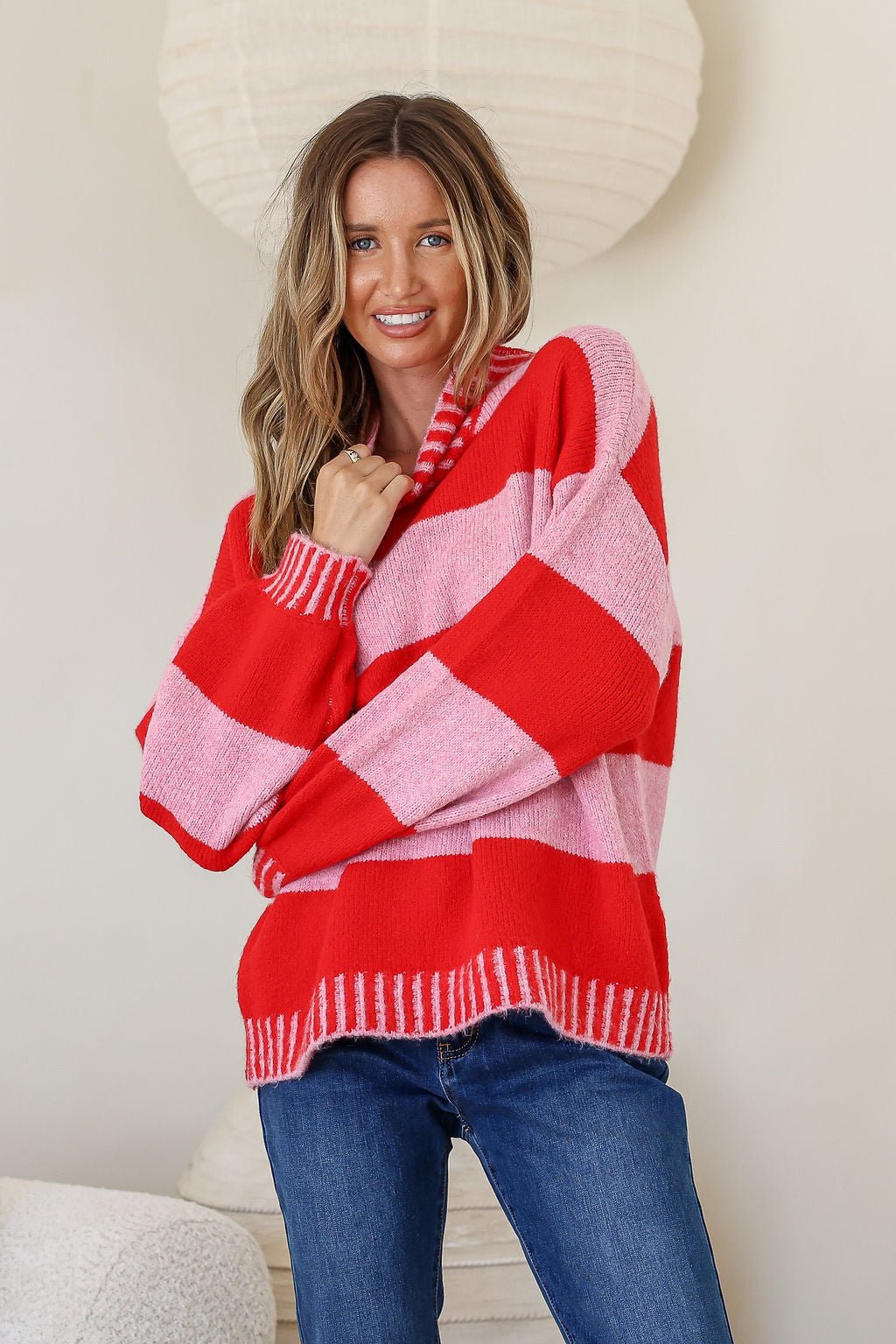 Tilly Blanket Stitch Knit (Red/Pink) - Something For Me​​