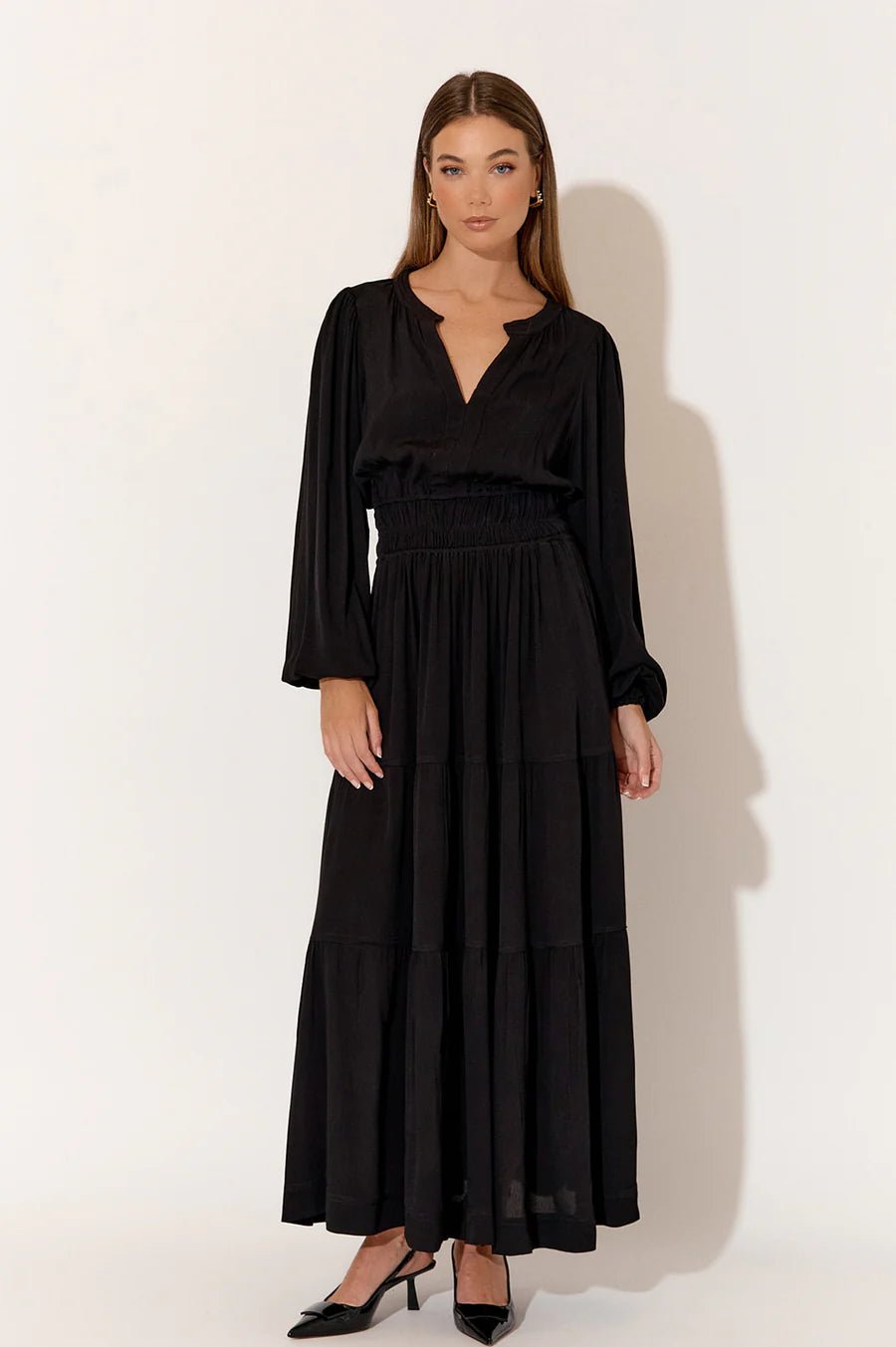 Violette Long Sleeve Viscose Dress (Black) - Something For Me​​