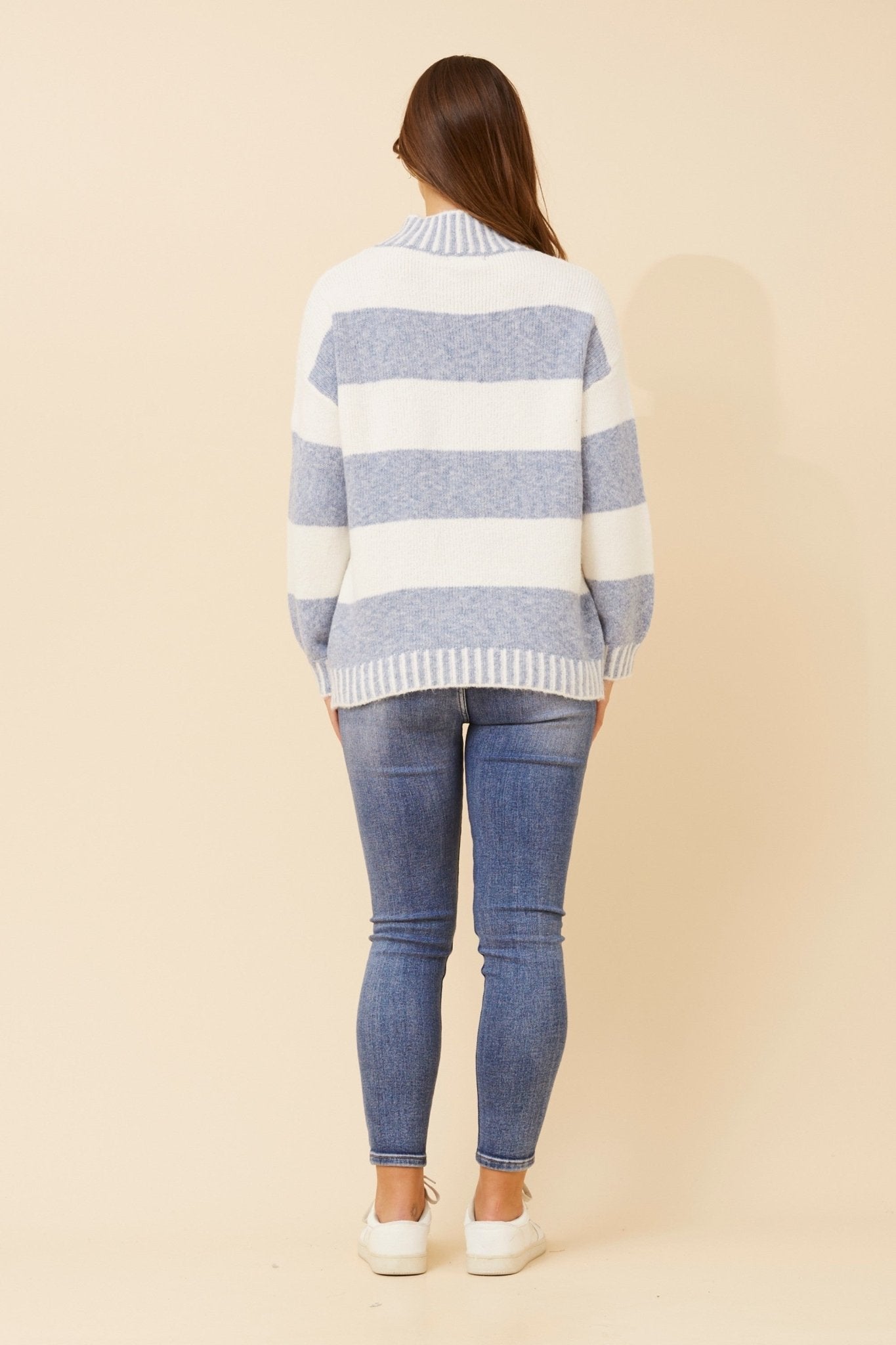 Yareli Stripe Pattern Sweater (Blue) - Something For Me​​