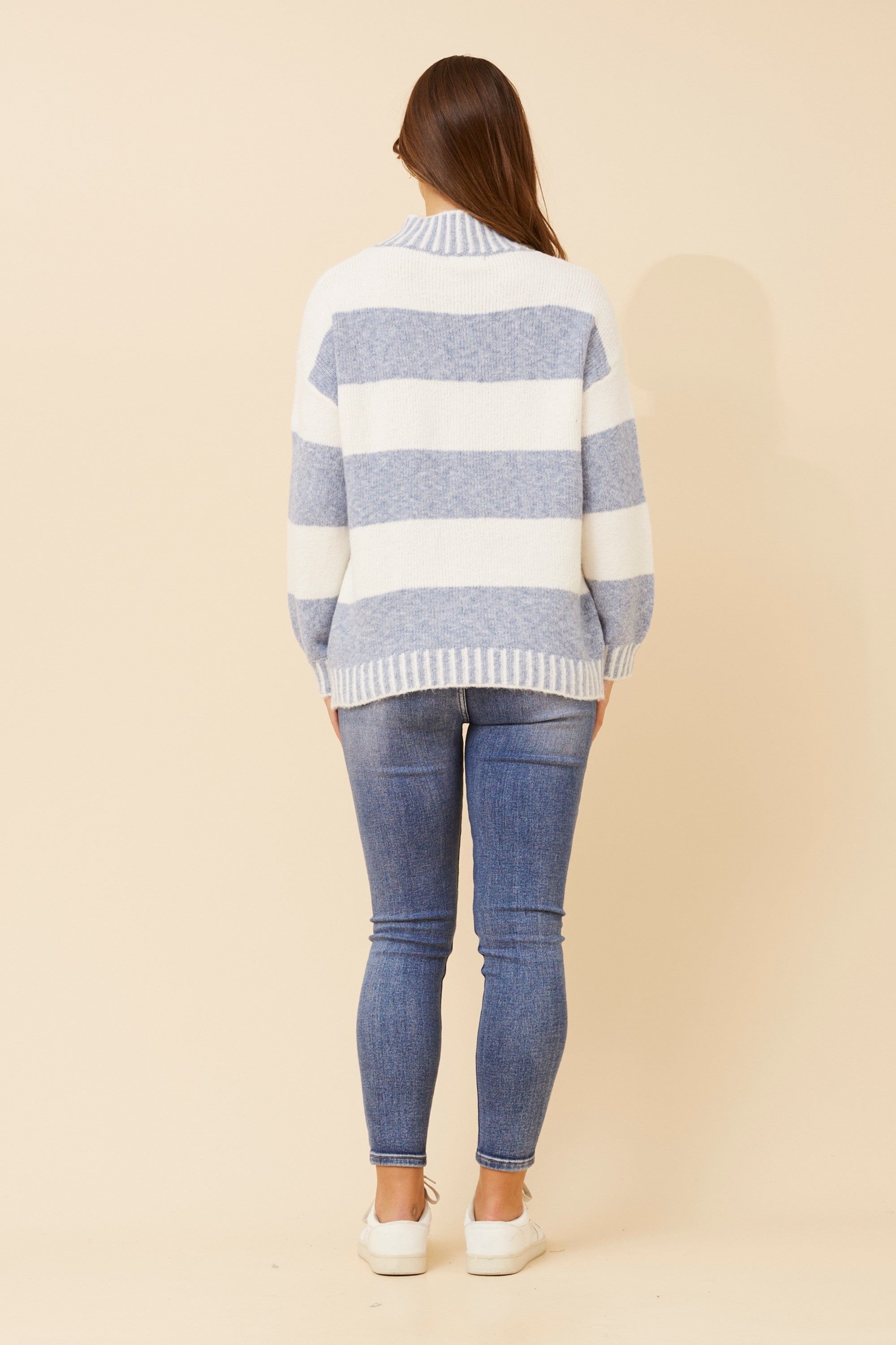 Yareli Stripe Pattern Sweater (Blue)