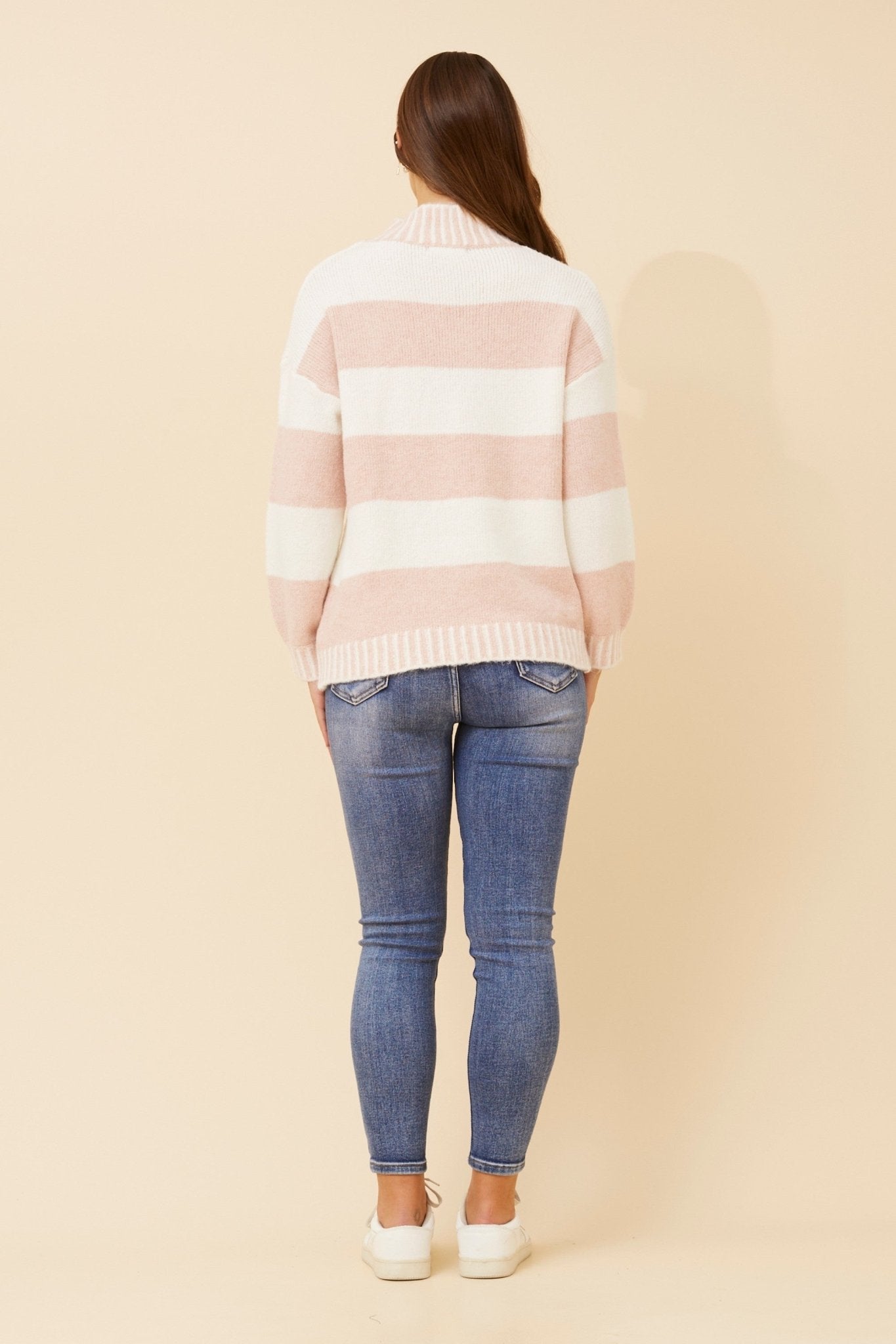 Yareli Stripe Pattern Sweater (Pink) - Something For Me​​