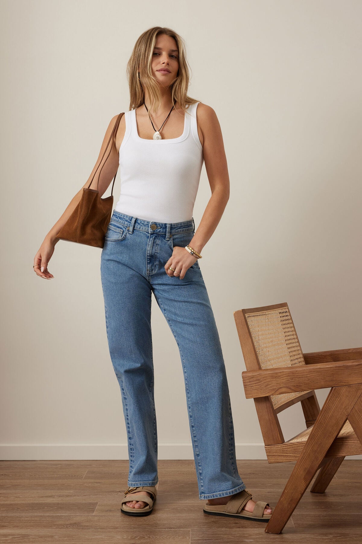 Sl Rib Contour Tank Zaeli Contour Rib Square Neck Tank (White) - Something For Me