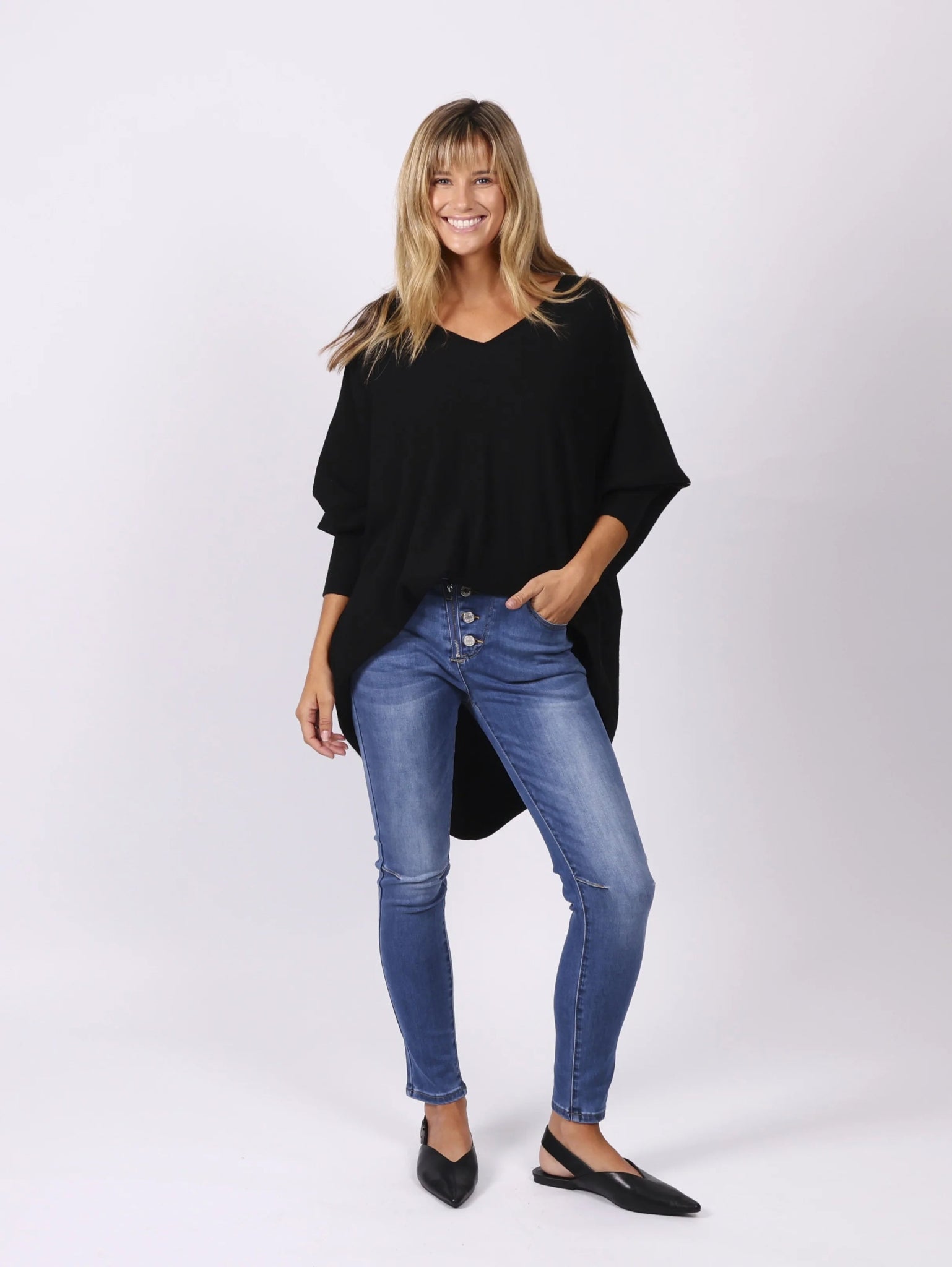 Zoe Oversized Knit Top (Black) - Something For Me​​