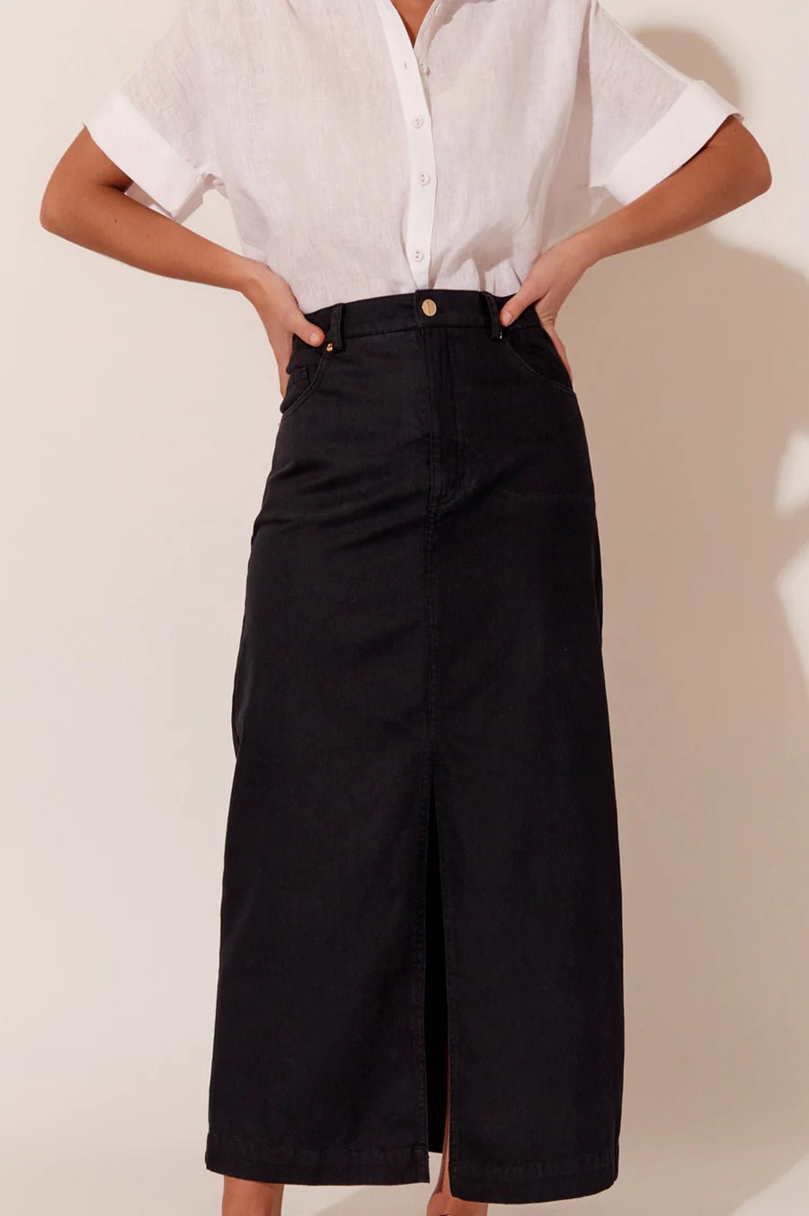 Asher Split Front Maxi Skirt (Black) - Something For Me​​