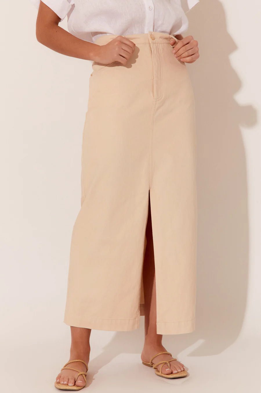 Asher Split Front Maxi Skirt (Cream) - Something For Me​​