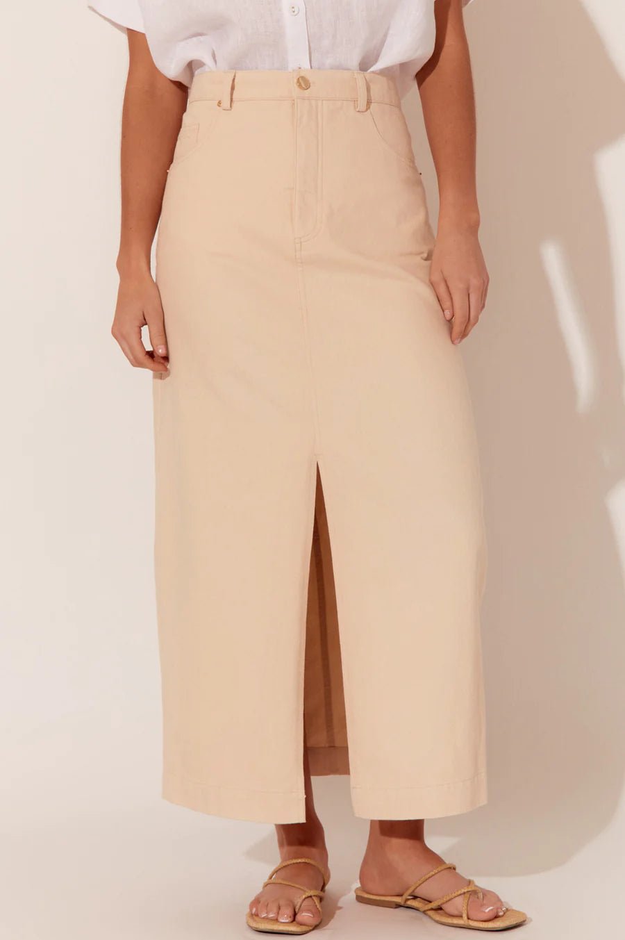 Asher Split Front Maxi Skirt (Cream) - Something For Me​​