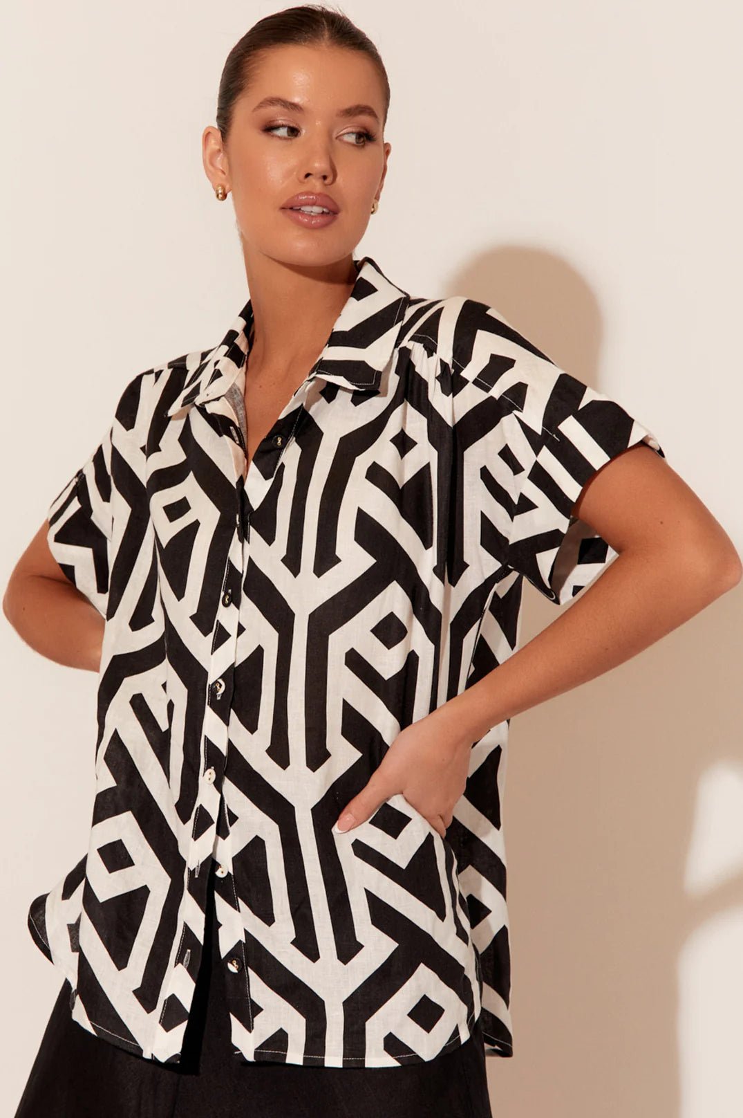 Bryony Short Sleeve Geometric Shirt (Print) - Something For Me​​