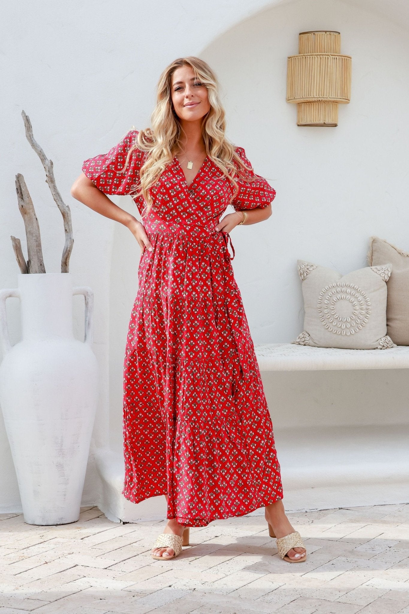 Ditsy Wanderer Wrap Dress (Red Print) - Something For Me​​