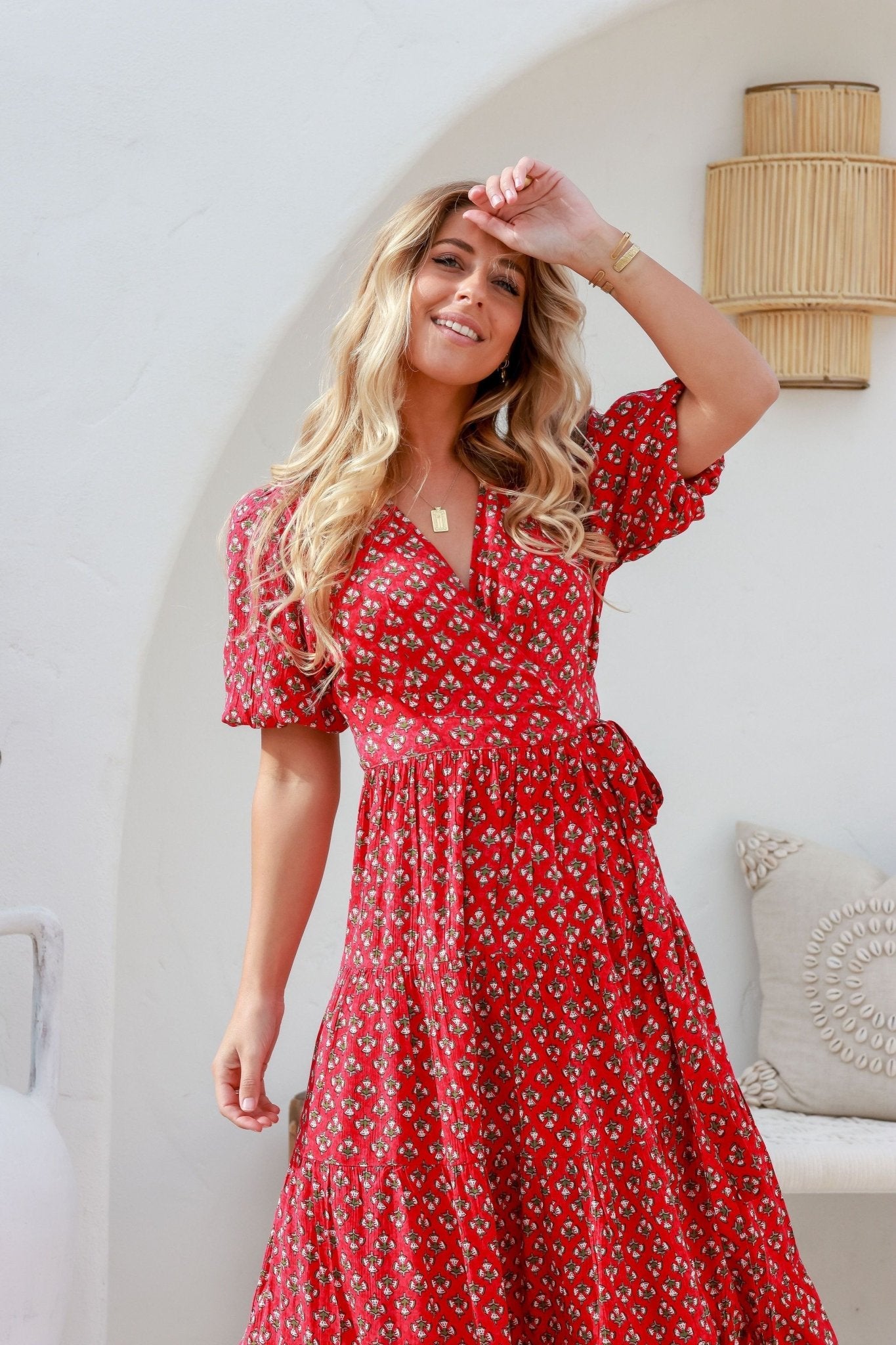 Ditsy Wanderer Wrap Dress (Red Print) - Something For Me​​