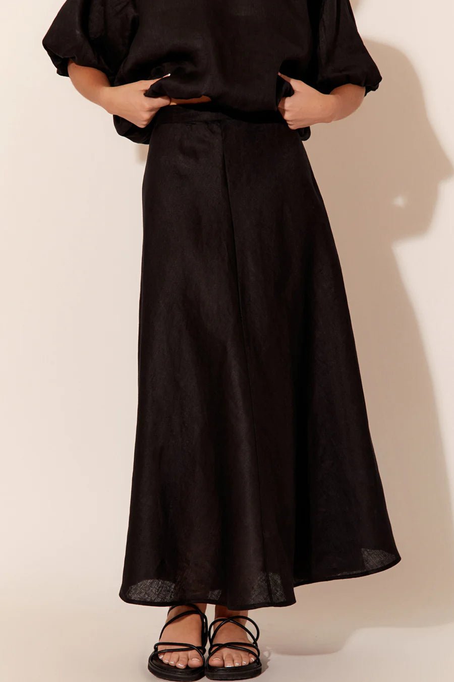 Lena Linen Skirt (Black) - Something For Me​​