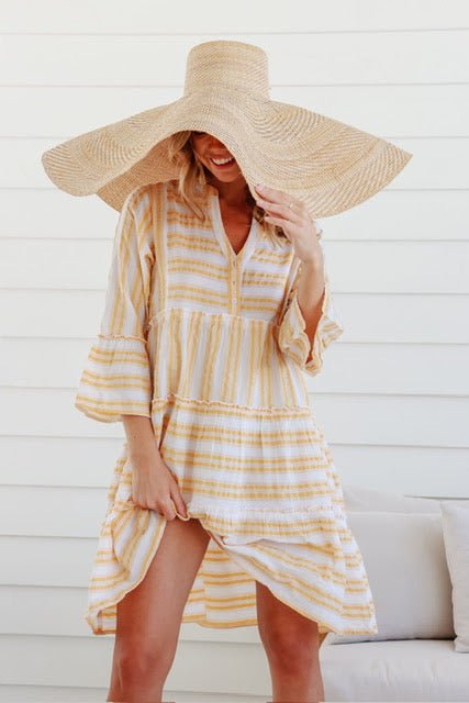 Mediterranean Dress (Yellow Stripes) - Something For Me​​