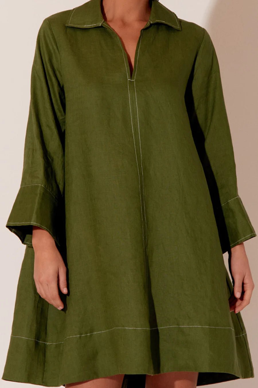 Solace Aline Linen Dress (Green) - Something For Me​​