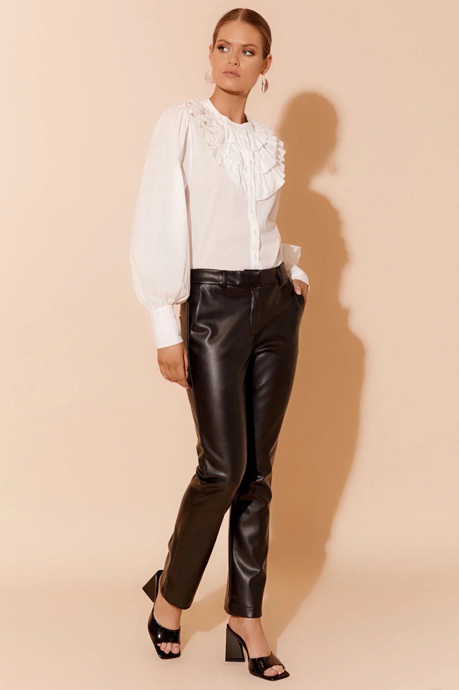 Tara Faux Leather Pant (Black) - Something For Me​​