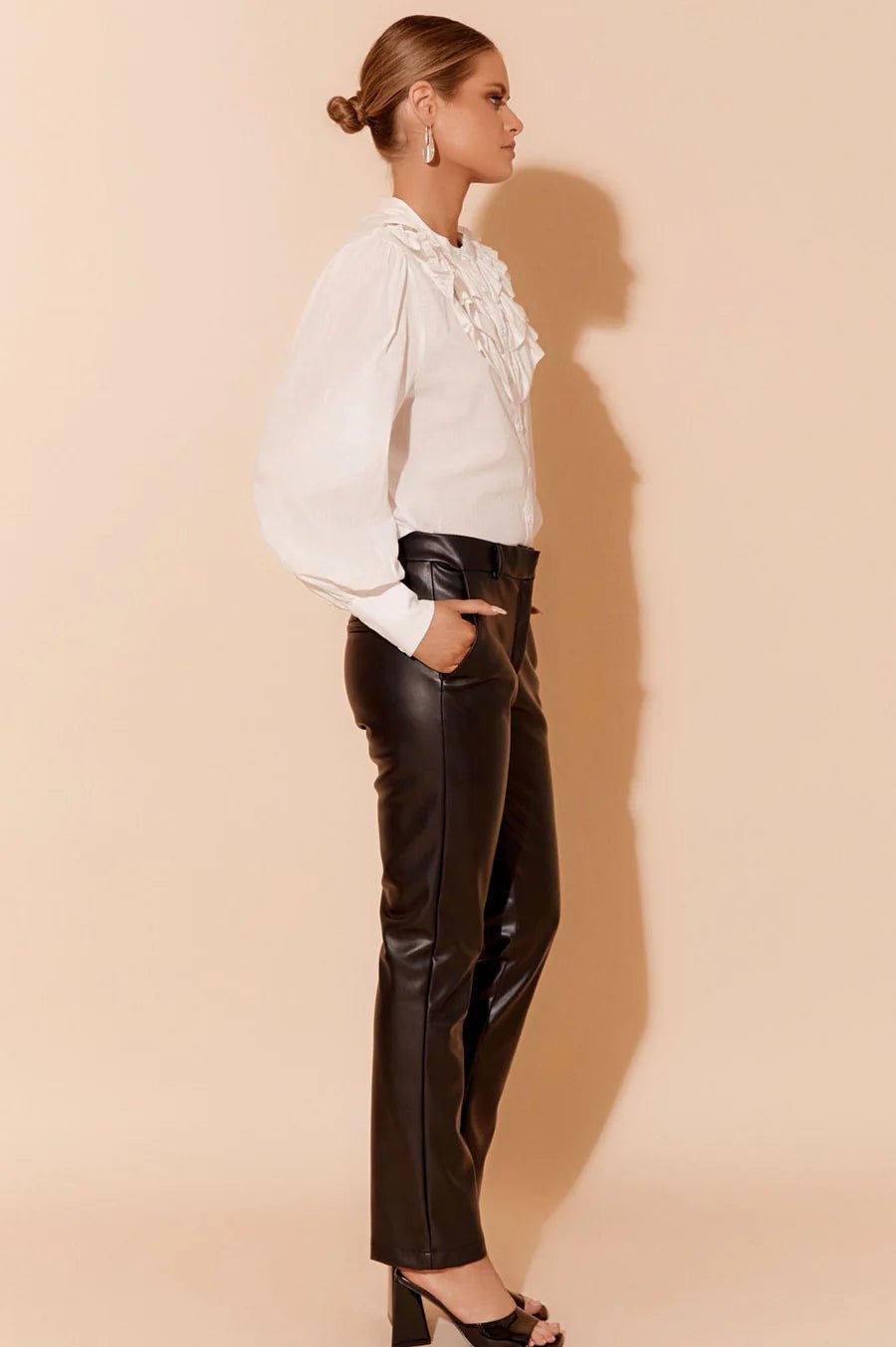 Tara Faux Leather Pant (Black) - Something For Me​​