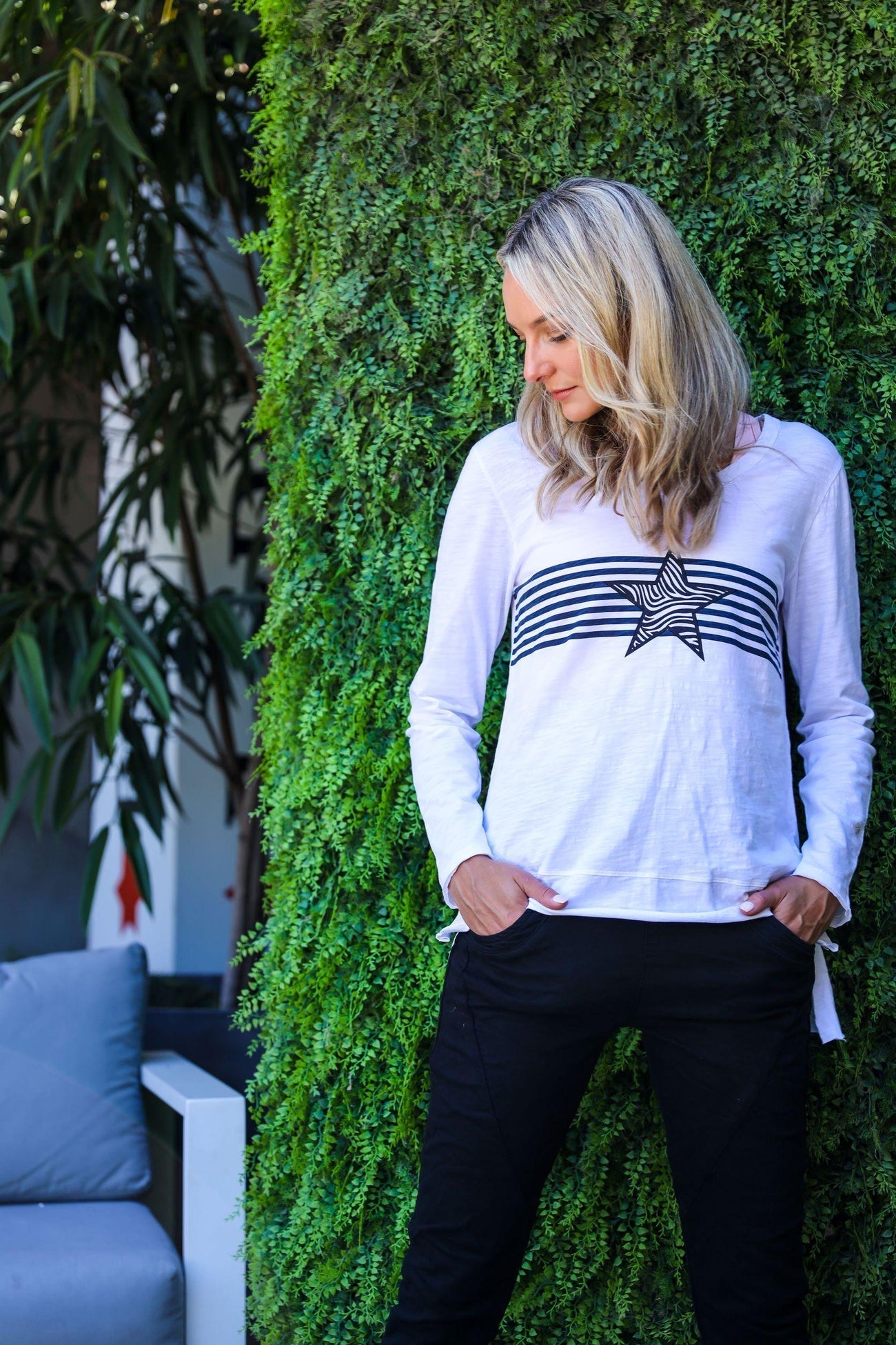 Tori Tiger Star With Stripes L/S Tee (White) - Something For Me​​