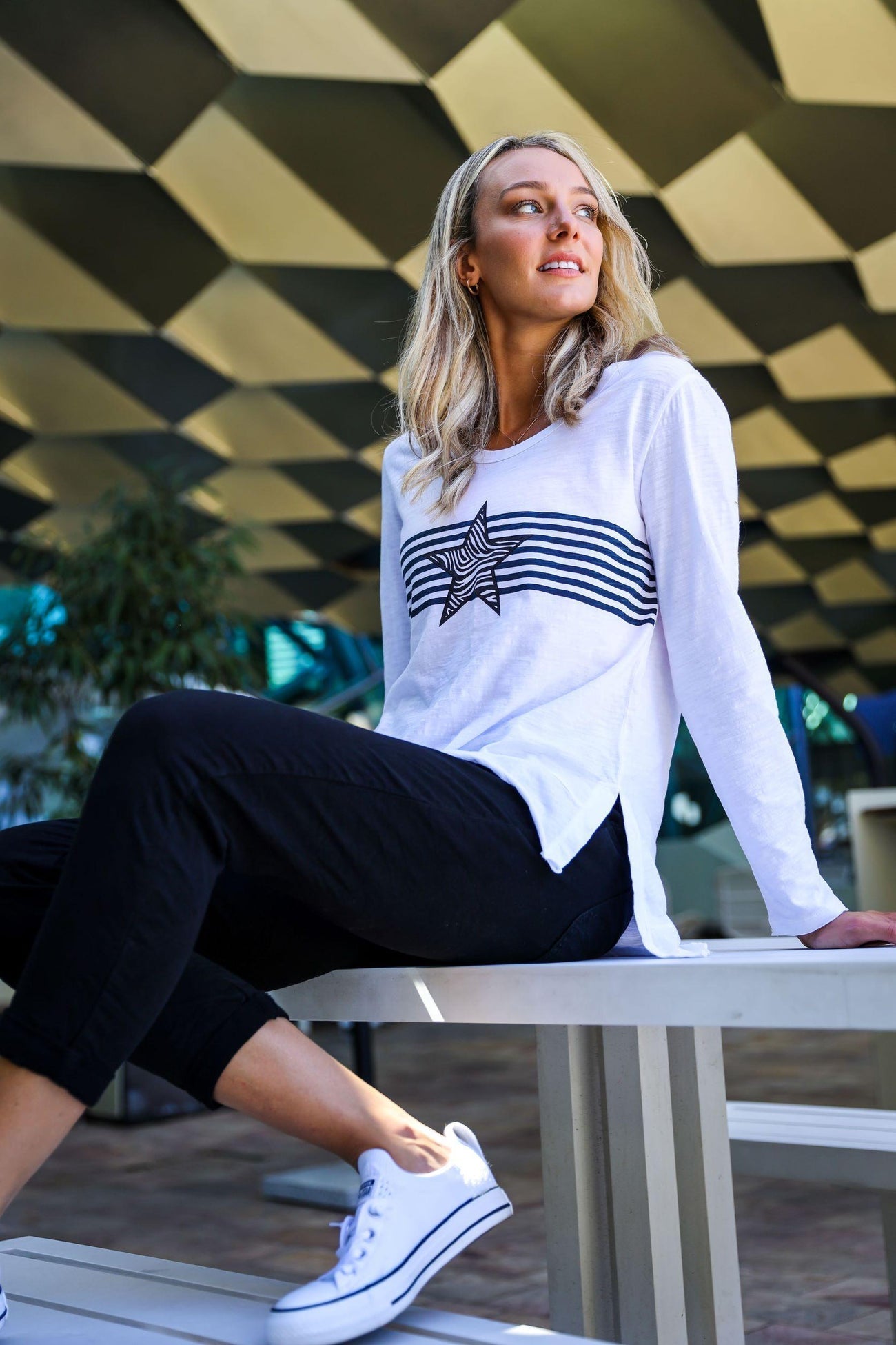 Tori Tiger Star With Stripes L/S Tee (White) - Something For Me​​