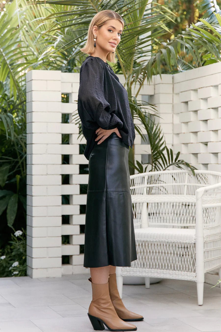 Victoria Faux Leather Skirt (Black) - Something For Me​​