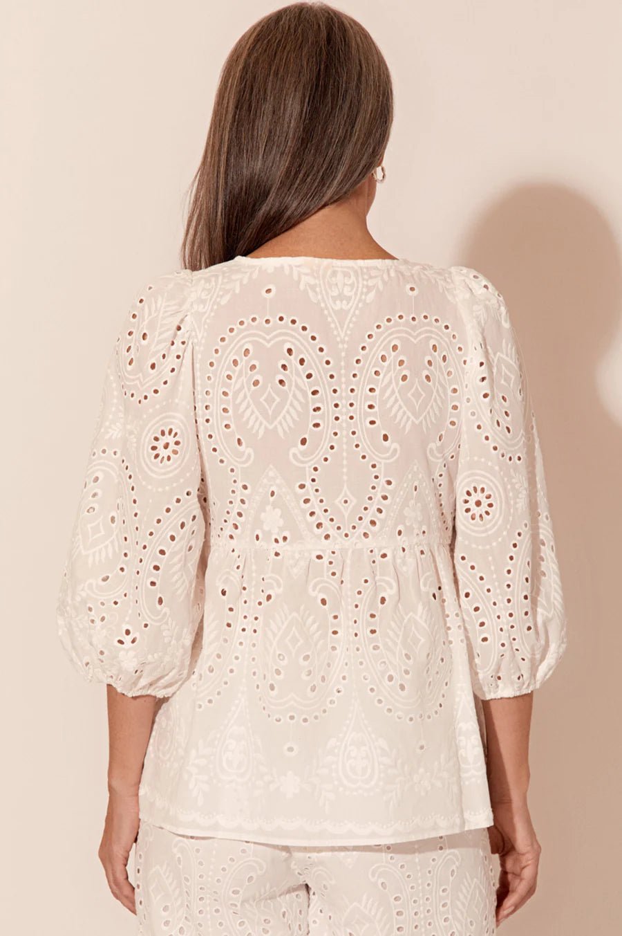 Vivienne Deco Broderie Top (White) - Something For Me​​