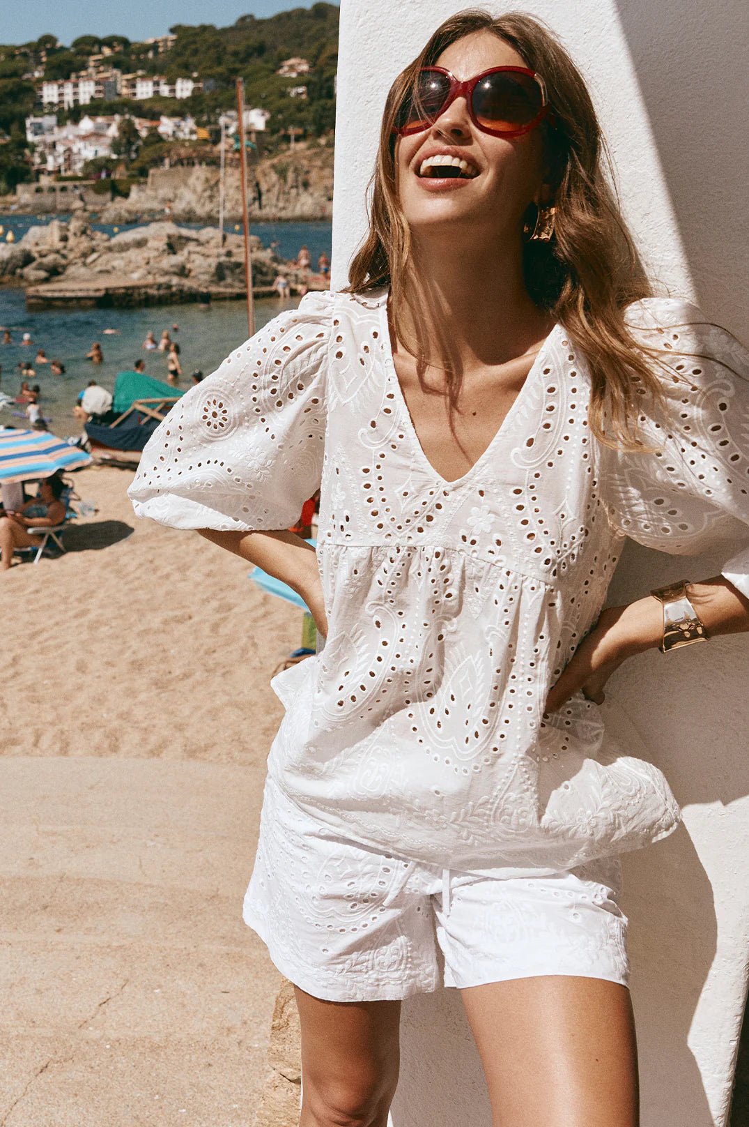 Vivienne Deco Broderie Top (White) - Something For Me​​